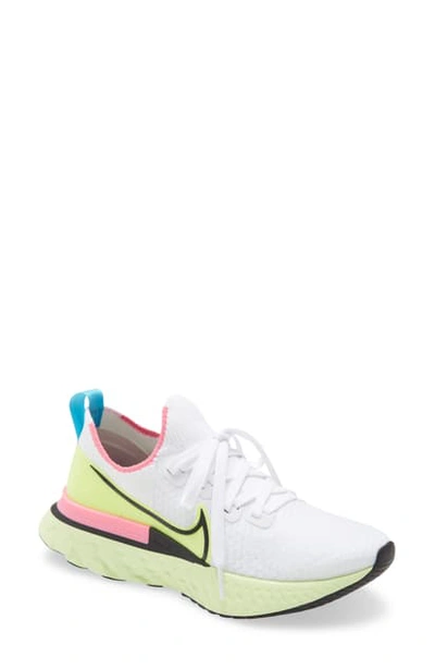 Shop Nike React Infinity Run Flyknit Running Shoe In White/ Black-volt-pink Glow