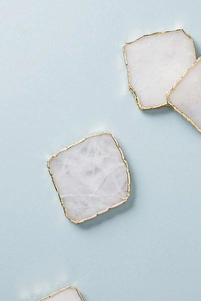 Shop Anthropologie Gilded Agate Coaster By  In White Size Coasters