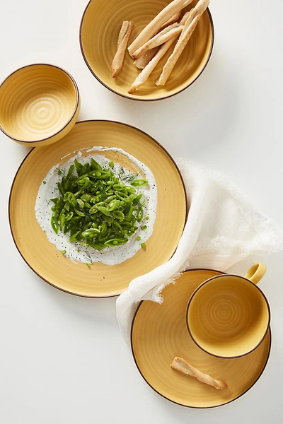 Shop Gather By Anthropologie Ilana Matte Dinner Plates, Set Of 4 By  In Yellow Size S/4 Dinner