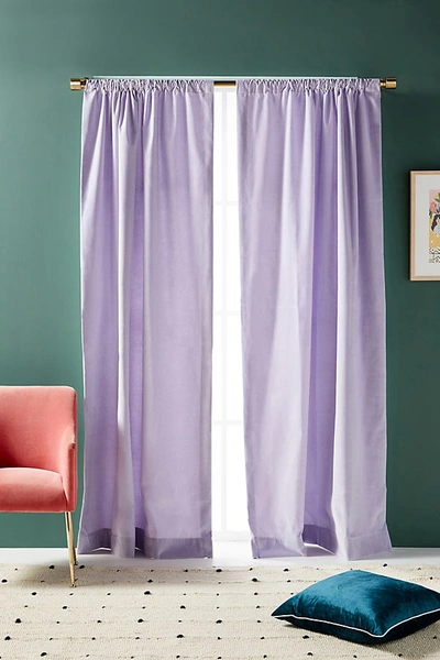 Shop Anthropologie Matte Velvet Curtain By  In Purple Size 108"