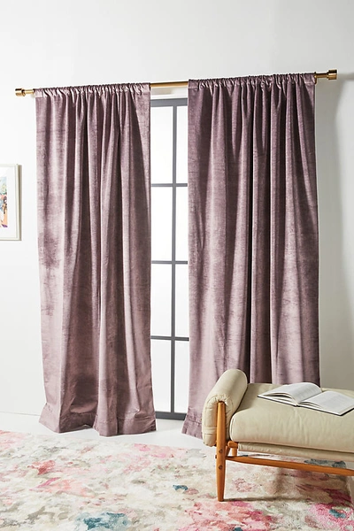 Shop Anthropologie Velvet Slub Curtain By  In Purple Size 108"