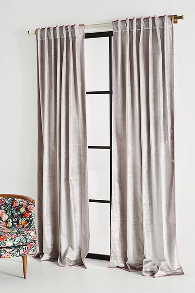 Shop Anthropologie Adelina Velvet Curtain By  In Grey Size 108"