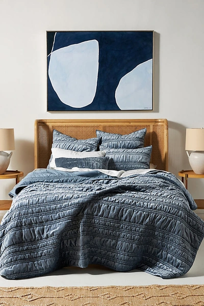 Shop Anthropologie Lustered Velvet Alastair Quilt By  In Silver Size Kg Top/bed