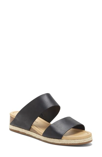 Shop Lucky Brand Wyntor Slide Sandal In Black Leather