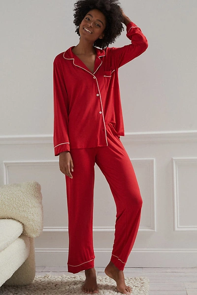 Shop Eberjey Gisele Pajama Set In Red