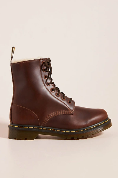 Shop Dr. Martens' Dr. Martens 1460 Faux Fur-lined Serena Lace-up Boots In Brown