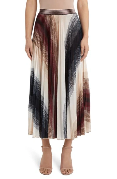 Shop Missoni Stripe Pleated Metallic Knit Skirt In Stripe Multi