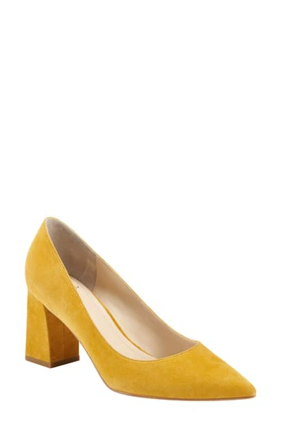 Shop Marc Fisher Ltd Zala Block Heel Pump In Yellow/ Yellow Suede