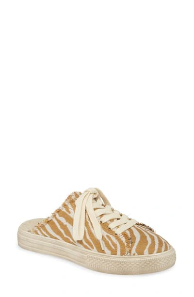 Shop Band Of Gypsies Coast Sneaker Mule In Natural Zebra Woven Canvas