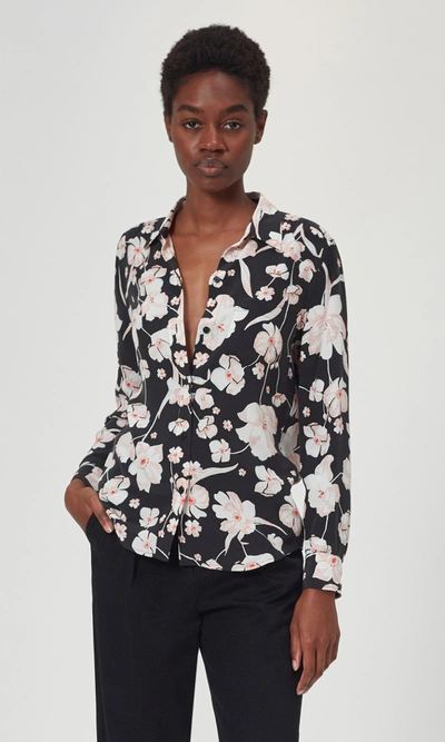 Shop Equipment Brett Silk Shirt In True Black Multi