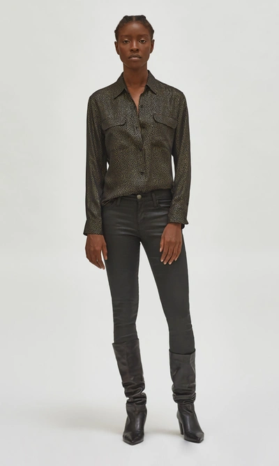 Shop Equipment Signature Silk Shirt In True Black Gold