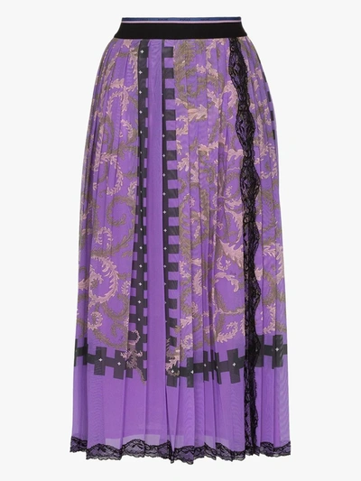 Shop Emilio Pucci Purple X Koché Selva Print Pleated Skirt