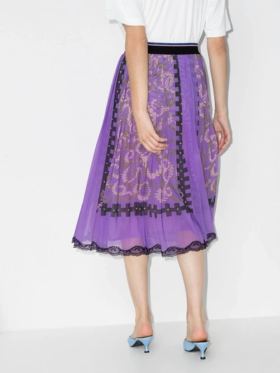Shop Emilio Pucci Purple X Koché Selva Print Pleated Skirt