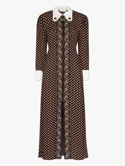 Shop Chloé Brown Retro Printed Midi Dress