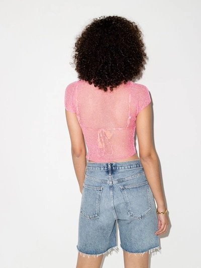 Shop Ambra Maddalena Semi-transparentes T-shirt In Rosa