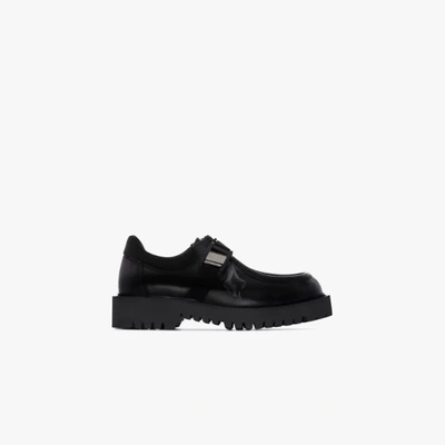 Shop Valentino Black Flowersity Leather Shoes
