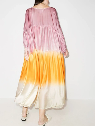 Shop Anaak Airi Dipped Tie-dye Silk Dress In Pink