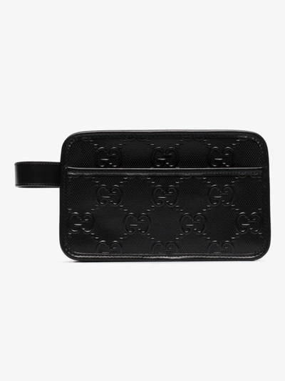 Shop Gucci Black Gg Embossed Leather Washbag