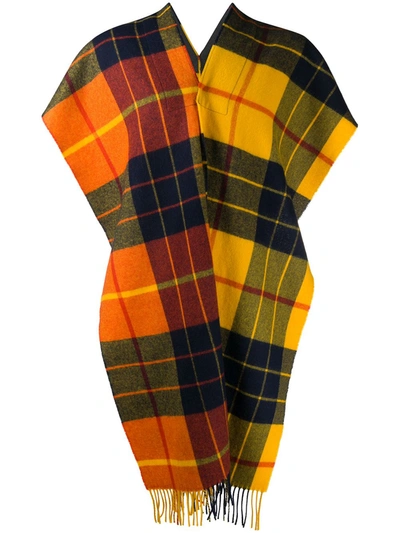 Shop Comme Des Garçons Shirt Oversized Tartan Wool Scarf In Yellow