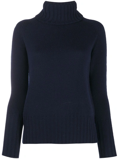 Drumohr Turtleneck Lambswool Jumper In Blue