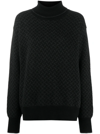 Shop Drumohr Geometric-pattern Roll-neck Jumper In Black