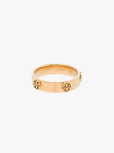 Shop Tory Burch Gold Tone Raised Serif T Logo Ring