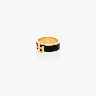 Shop Tory Burch Gold Tone Kira Enamel Raised Logo Ring