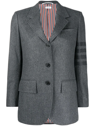 Shop Thom Browne 4-bar Print Single-breasted Blazer In Grey