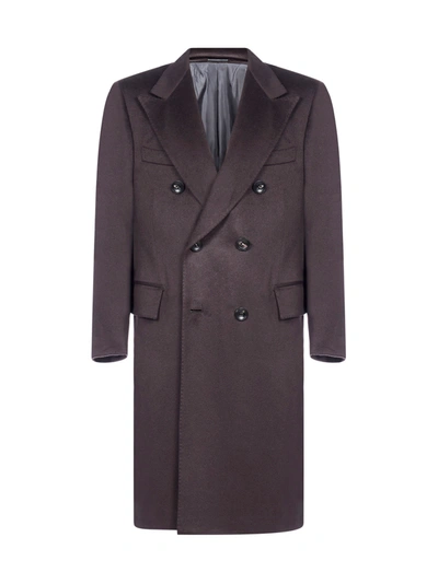 Shop Kiton Cashmere Double-breasted Coat In Testadimoro Fod Trav Grig Sc