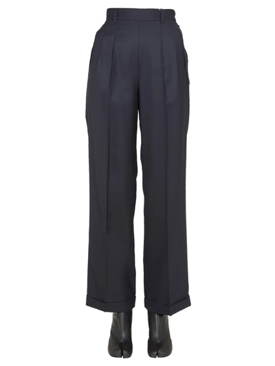 Shop Maison Margiela Trousers With Pinces In Blu