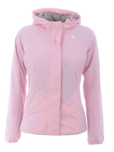 Shop K-way Jacket In Lightweight Ripstop Nylon. In Rosa/grigio
