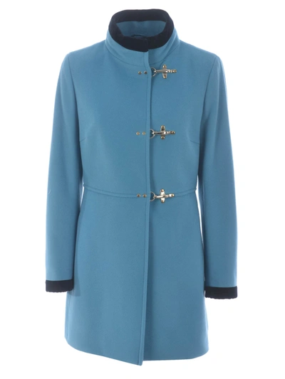 Shop Fay Virginia Coat In Wool And Cashmere Blend In Turchese