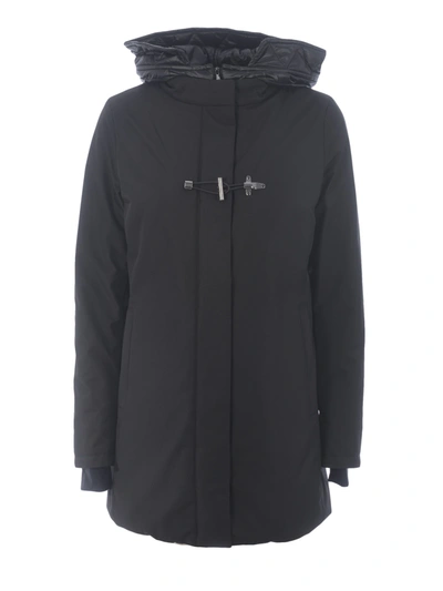 Shop Fay Toggle Coat Jacket In Technical Fabric In Nero