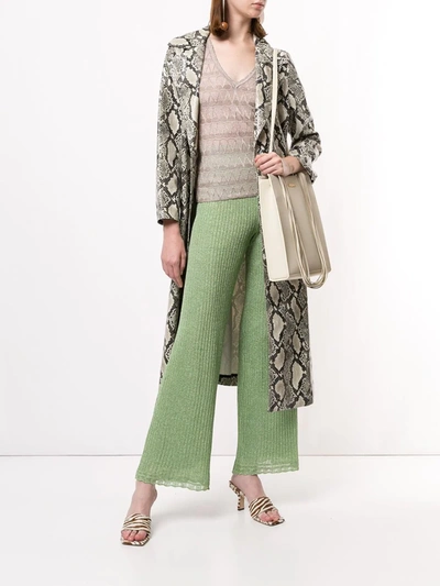 Shop M Missoni Knitted Lurex Trousers In Green
