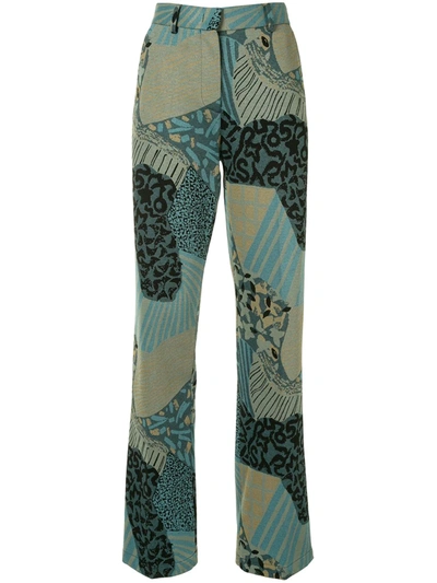 Shop M Missoni Geometric Print Suit Trousers In Blue