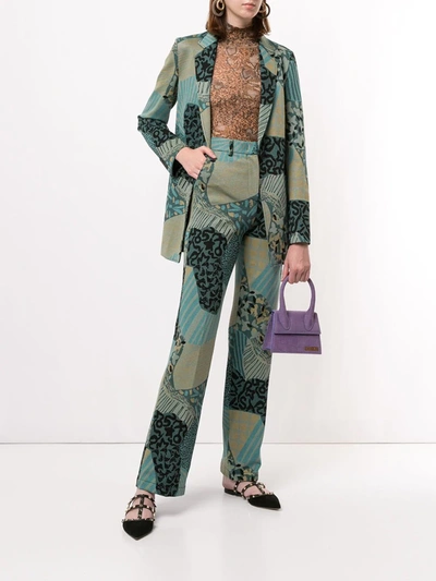 Shop M Missoni Geometric Print Suit Trousers In Blue