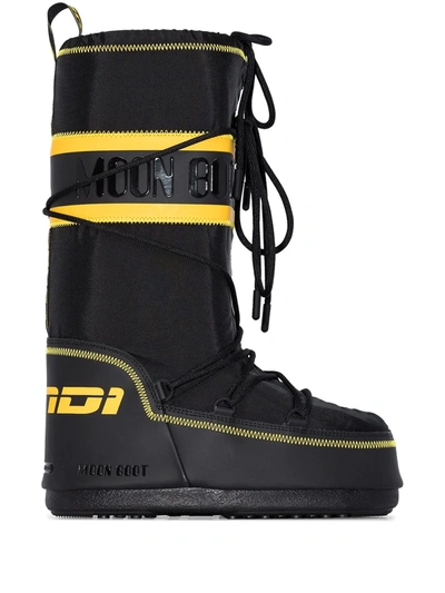Shop Fendi X Moon Boot Contrast/trim Snow Boots In Black