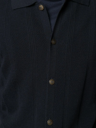 Shop Barena Venezia Fine Knit Polo Collar Cardigan In Blue
