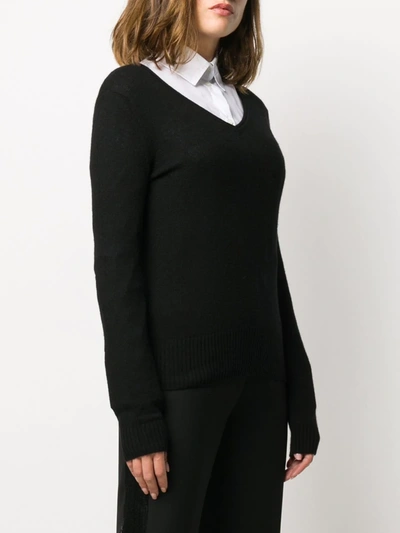 Shop Armani Exchange V-neck Knitted Jumper In Black