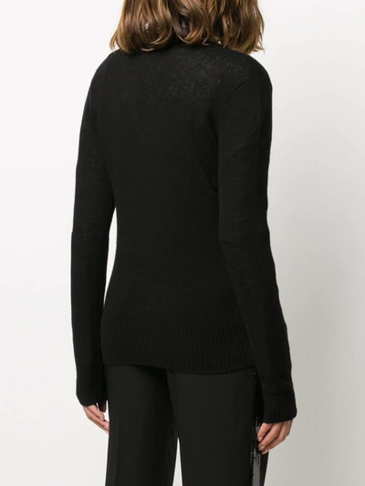 Shop Armani Exchange V-neck Knitted Jumper In Black