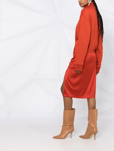 Shop Fenty Dual-fabric Tracksuit Dress In Red