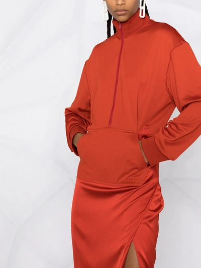 Shop Fenty Dual-fabric Tracksuit Dress In Red