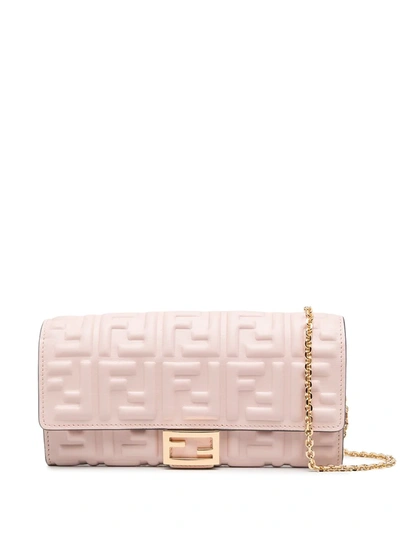 Shop Fendi Baguette Embossed Wallet In Pink