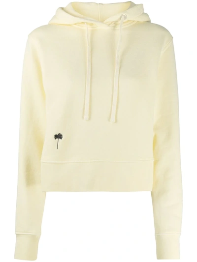 Shop Palm Angels Palm Embroidered Hoodie In Yellow