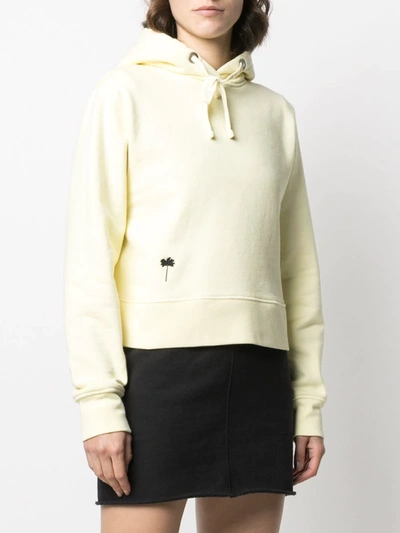 Shop Palm Angels Palm Embroidered Hoodie In Yellow