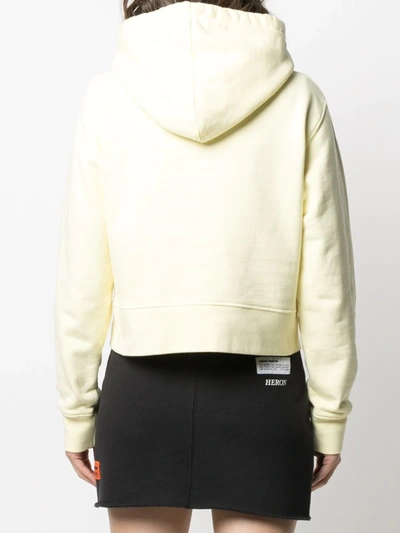 Shop Palm Angels Palm Embroidered Hoodie In Yellow