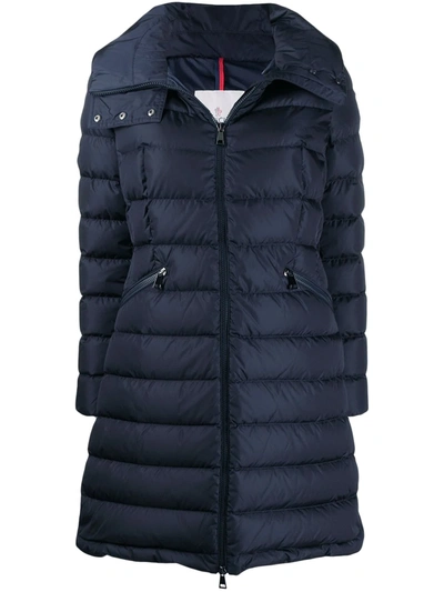 Shop Moncler Flammette Mid-length Padded Coat In Blue