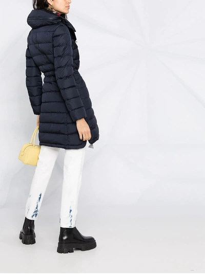 Shop Moncler Flammette Mid-length Padded Coat In Blue