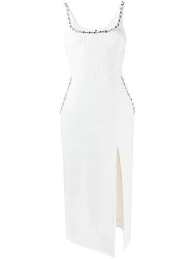 Shop David Koma Front-slit Midi Dress In White