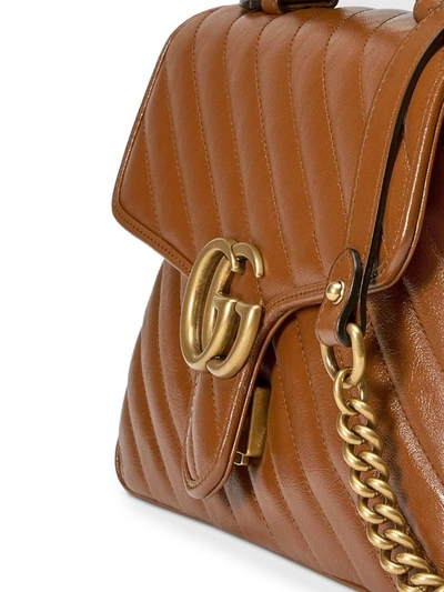 Shop Gucci Gg Marmont Shoulder Bag In Brown